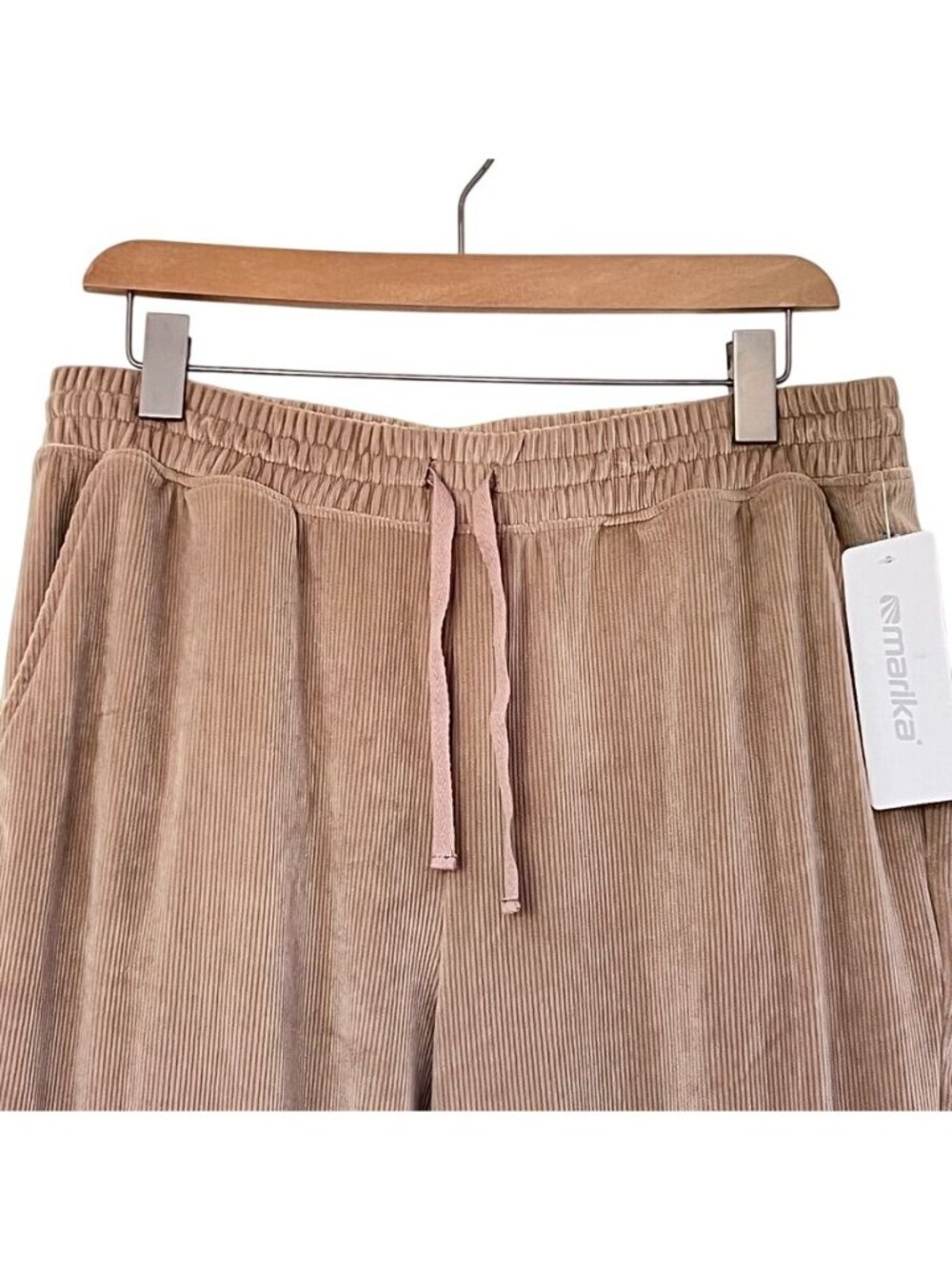 Marika Women L Pants Camel Tan Velour Wide-Leg Lounge Relaxed Ultra Soft Cozy - Picture 2 of 14